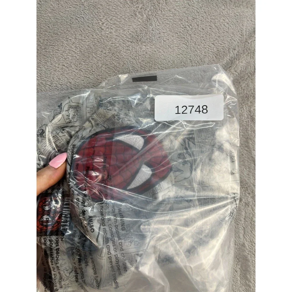 Spiderman Hat Cap Strap Back Gray Red Movie Velour Feel One Size Adjustable
